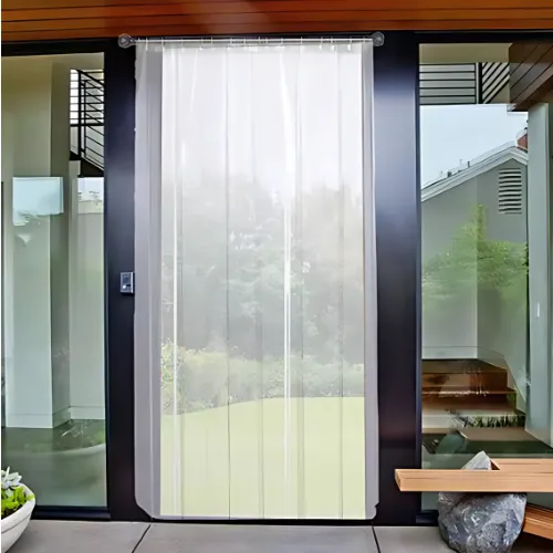 PVC Transparent 0.40MM AC Door Curtain, Single part, Stitched with Eyelets & Rings, Various Sizes for Home, Office, Shops & Factory